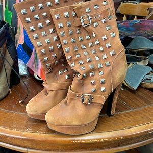 brown high heel boots